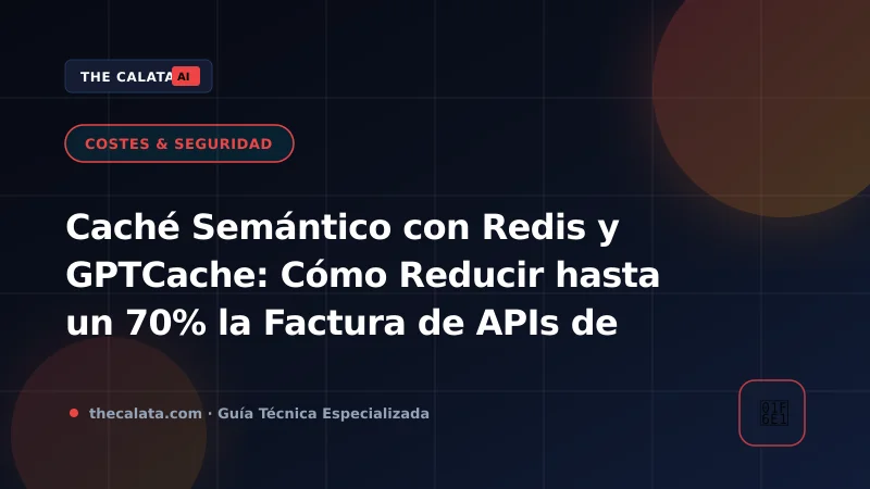 Arquitectura de caché semántico interceptando preguntas similares con distancia coseno antes de llamar a la API del LLM